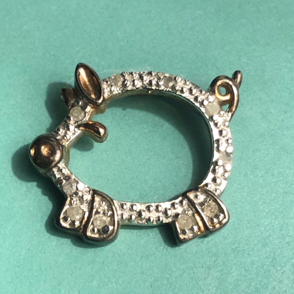 Sterling Silver Vintage PIG slide pendant for necklace chain in Jared gift box